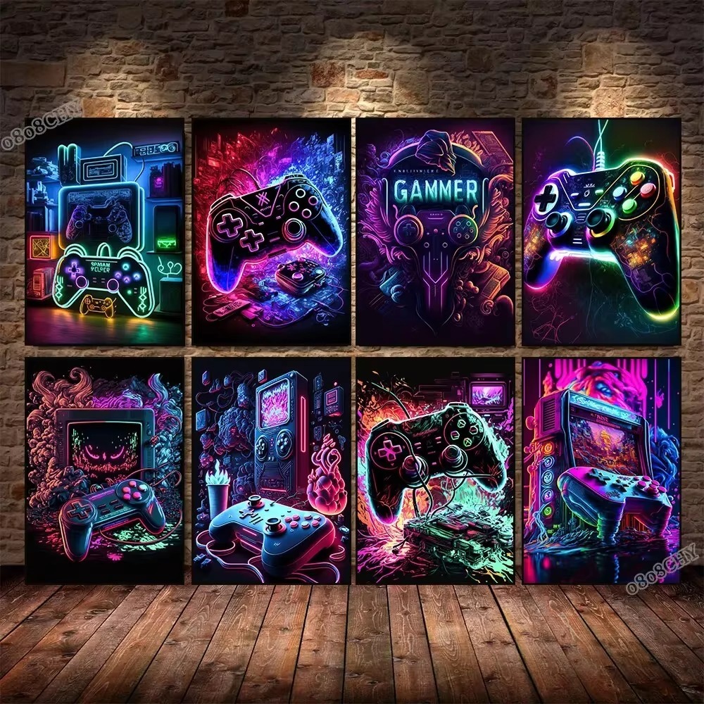 Neon Game Canvas Paintings Gam - đánh giá và giá Esports Gaming Poster