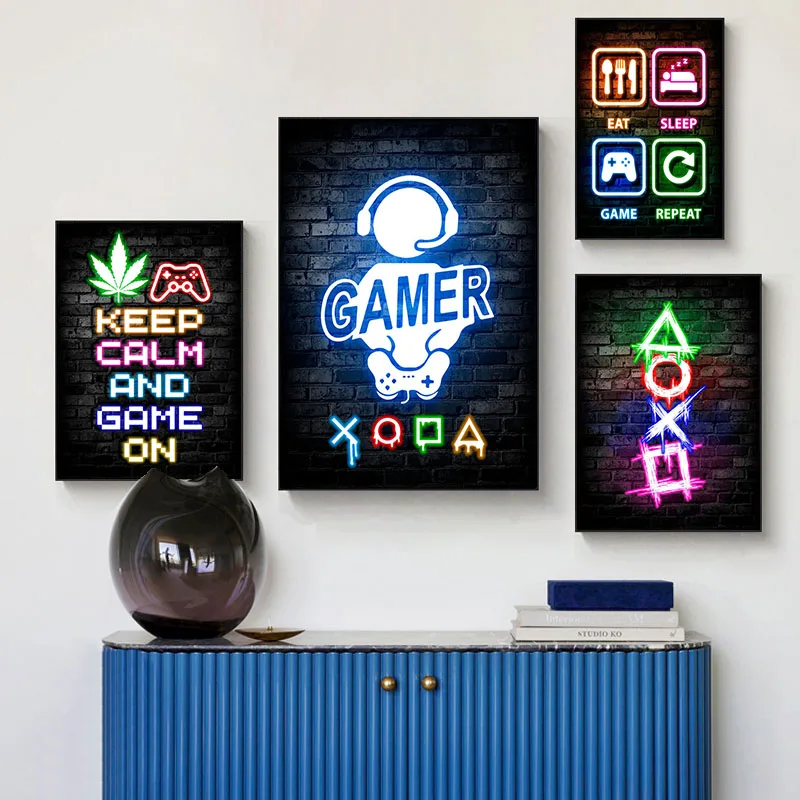 Gaming Neon Eat Sleep Game Rep - đánh giá và giá Esports Gaming Poster